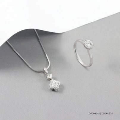 Online shop Penyedia 1 Set Perhiasan Emas Putih untuk Pernikahan